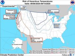 NOAA Map - Risk of Hazardous Temperatures