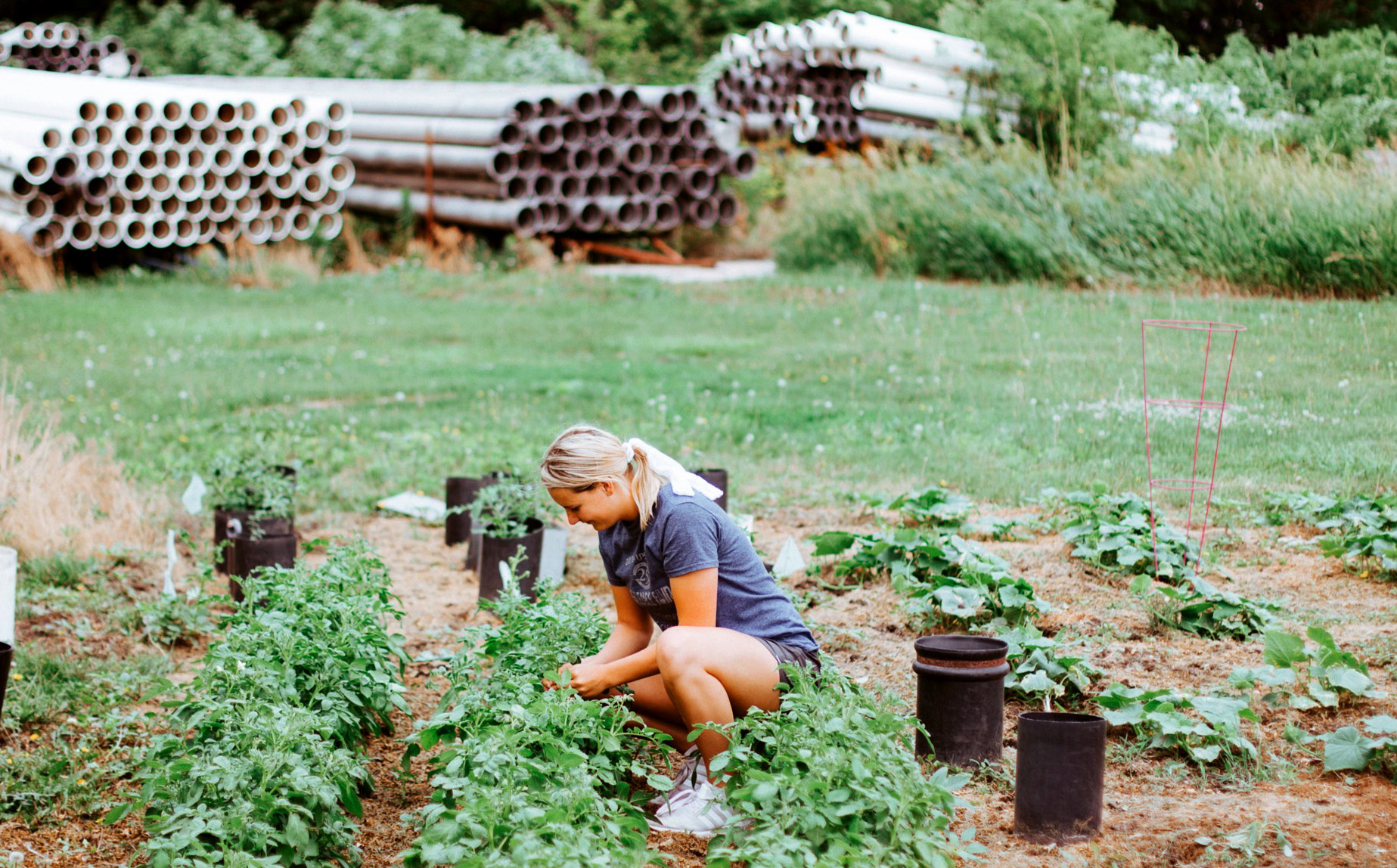 Husker senior Lily Woitaszewski tends to her family's garden in Wood River, Nebraska.