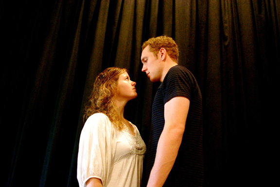 UNL students Jenny Holm and Devon Schovanec in Theatrix's production of "Project No. 1."