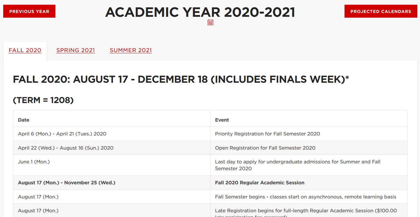 Important Academic Dates Announce University of Nebraska Lincoln