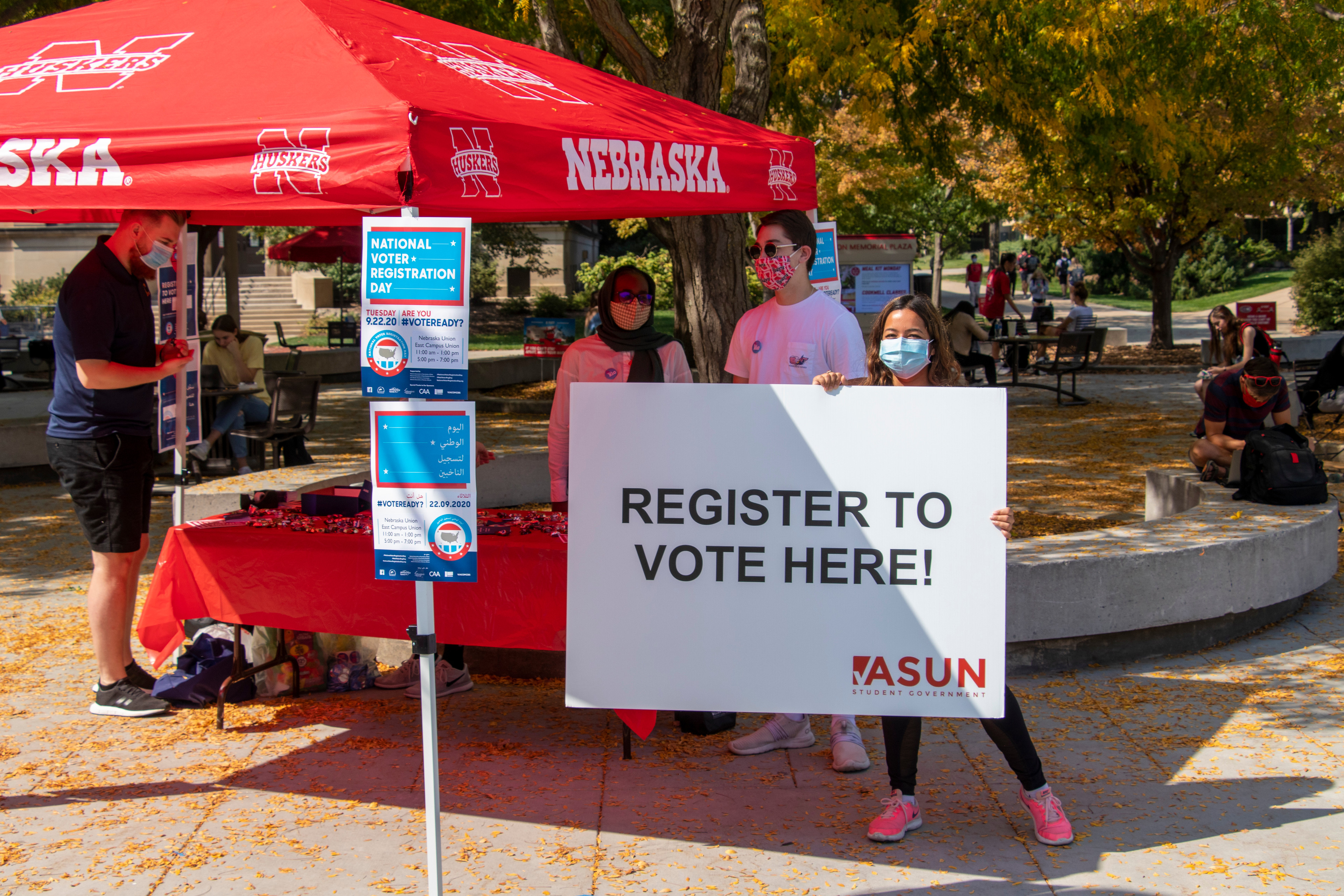 Voter registration events are happening Sept. 30, Oct. 6, Oct. 14 and Oct. 15 at the Nebraska Union Plaza, hosted by the Huskers Vote Coalition and ASUN.