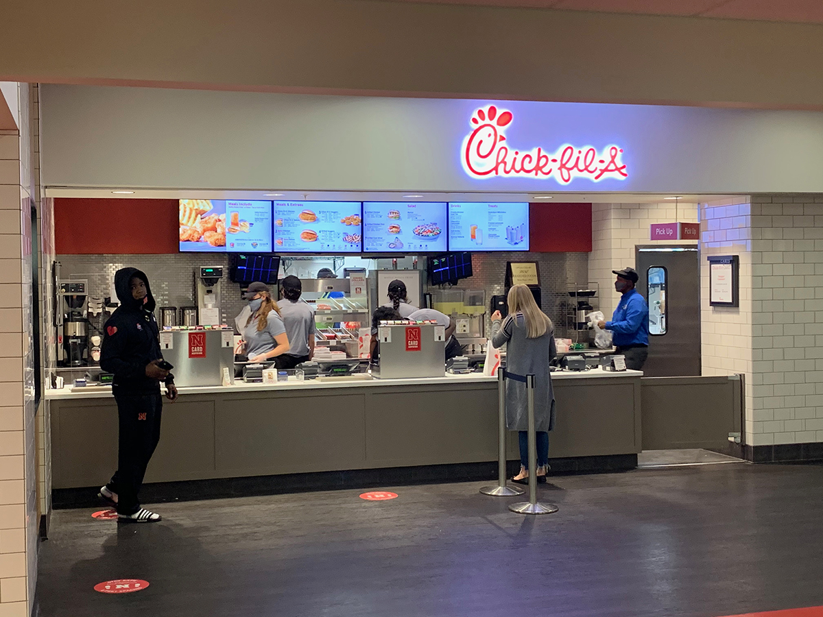 Chick-fil-A is the latest food court vendor in the Nebraska Union to join the Transact Mobile Ordering app. Five of the union's six vendors are on the app.