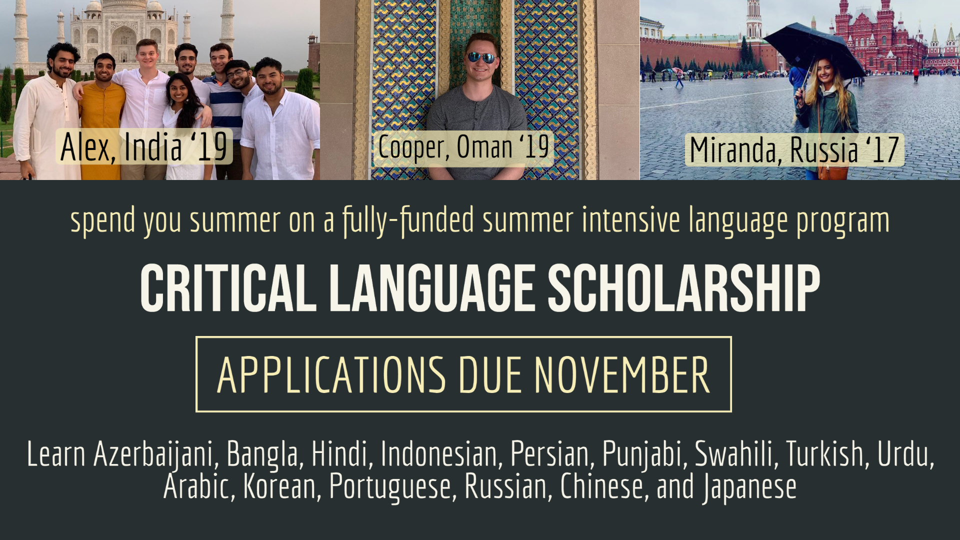 Apply for a Critical Language Scholarship Announce University of