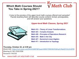Math Club's Spring 2021 Course Preview