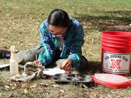 Phuong Minh Tu Le makes notes about her soil texture and soil color determinations during an Oct. 2 practice session in advance of the Region 5 Soil Judging Competition. The competition is being held virtually this year. Lana Koepke Johnson | Department o