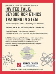 Invited Talk: Beyond RCR Ethics Training in STEM