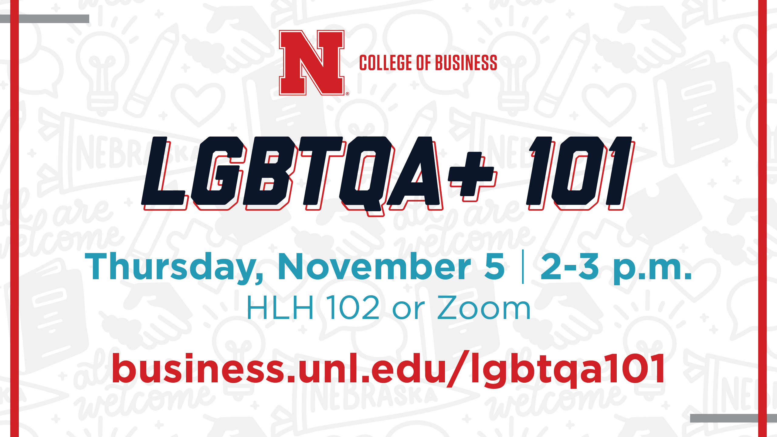 LGBTQA+ 101 Workshop on Thursday, November 5, 2-3 p.m. 