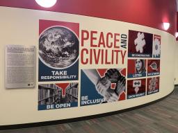 The Nebraska Union displays the nine tenants of peace and civility. 