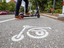 Students, faculty and staff are encouraged to drop scooters off at any of six parking locations on the perimeter of City Campus. Parking locations are denoted by a scooter symbol on the pavement. 