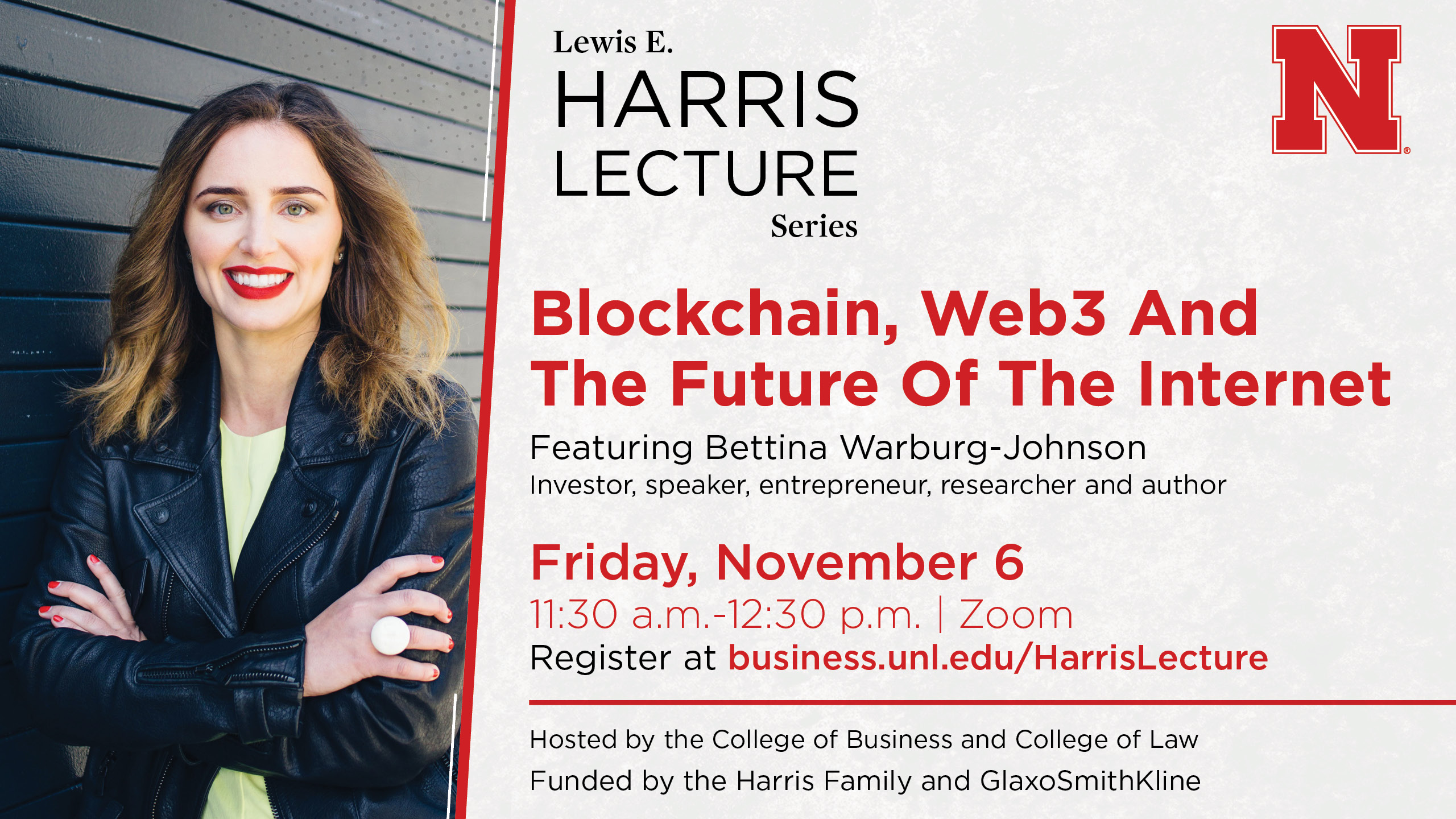 TED Speaker and blockchain expert Bettina Warburg-Johnson will present this year's Lewis E. Harris Lecture on Nov. 6.