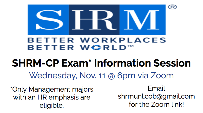 SHRM-Certified Professional Exam Information Session | Nov. 11th at 6pm via Zoom