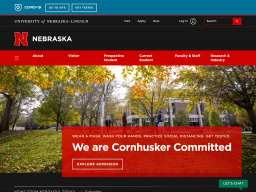 Screenshot of University of Nebraska Lincoln home page in dark mode