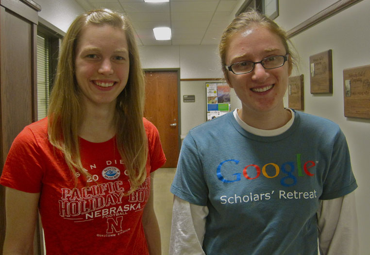 Beth Neilsen, left, and Amanda Swearngin, right, were finalists for the Google Anita Borg Scholarship and attended the Annual Google Scholars' Retreat. 