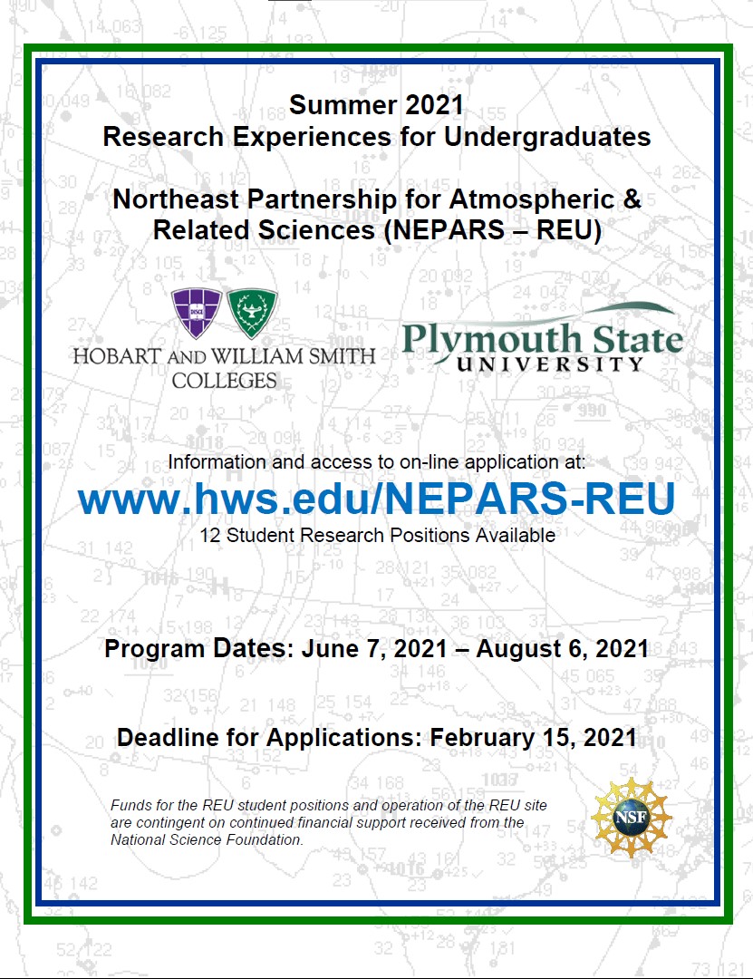 Northeast Partnership for Atmospheric & Related Sciences Summer 2021 REU