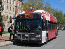 Parking and Transit Services has announced its winter break schedule for campus buses (photo taken pre-COVID). 