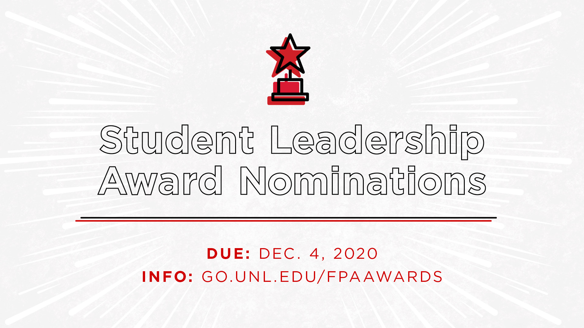 Student Leadership Award nominations are due on Friday, Dec. 4.