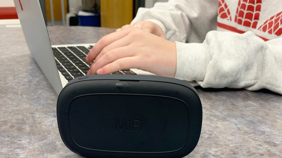 Students can check out a MiFi hotspot device for no charge through Information Technology Services.