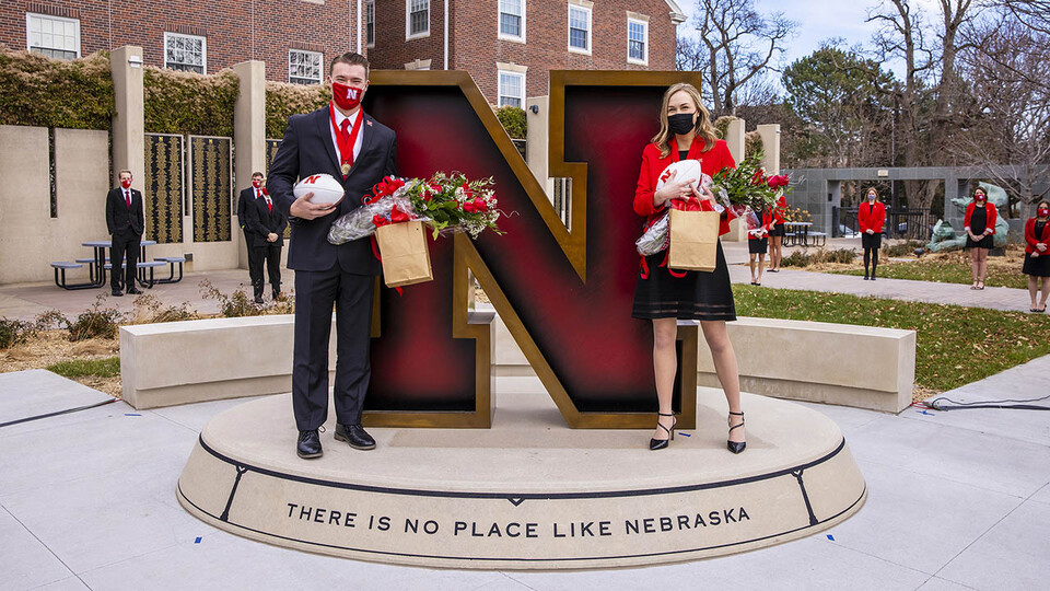 Seniors Cooper Grabenstein and Lauren Kubat were crowned homecoming royalty during halftime of the Nebraska-Penn State football game Nov. 14. 