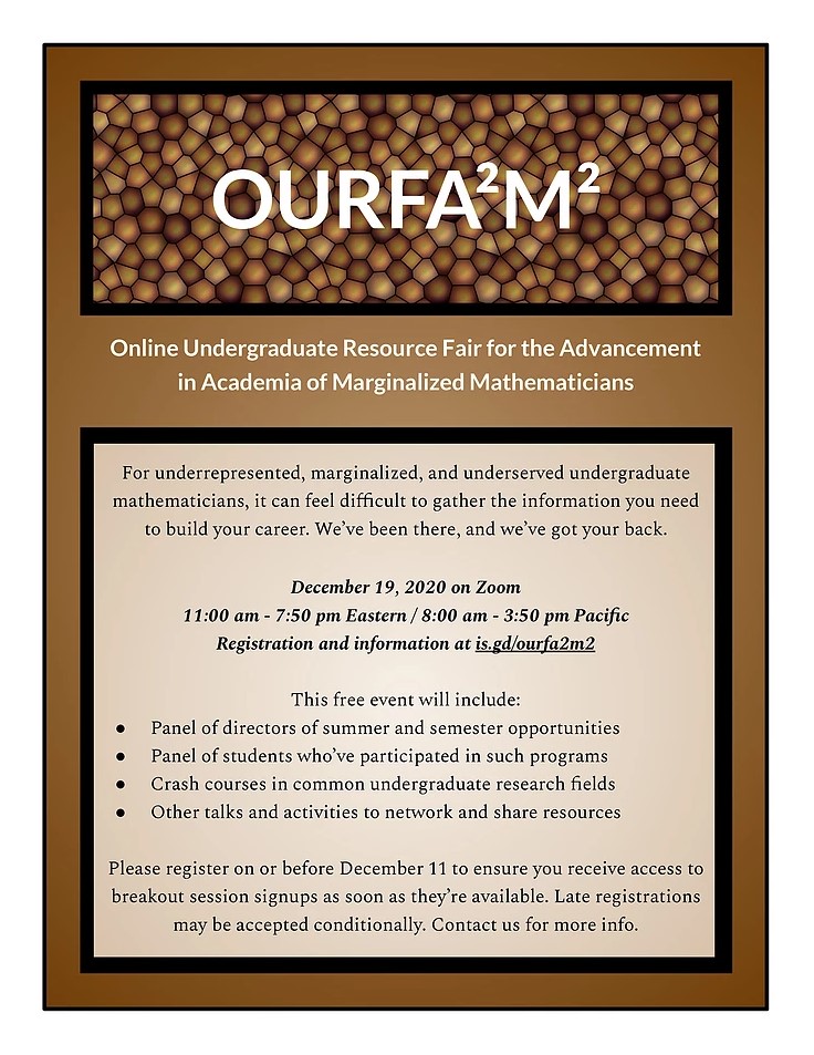 Online Undergraduate Resource Fair for the Advancement in Academia of Marginalized Mathematicians