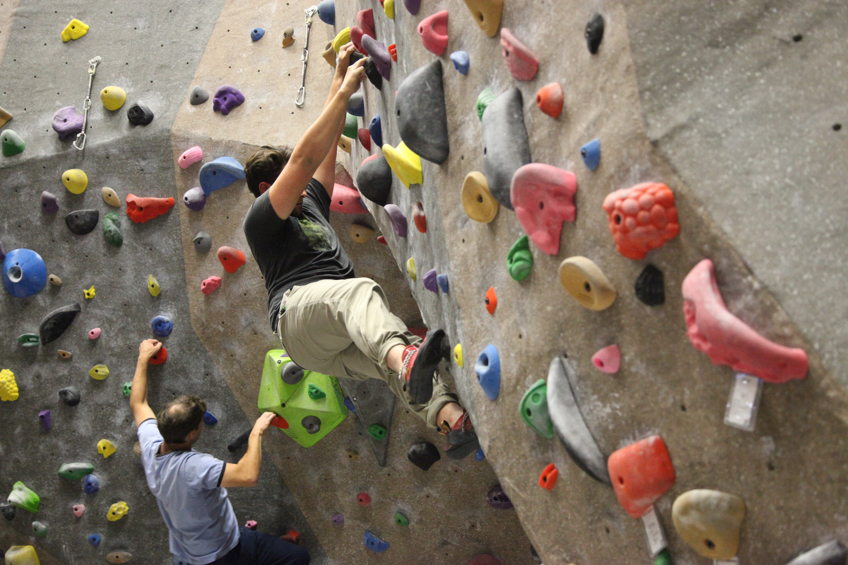 Rock climbing at the Outdoor Adventure Center is an option for weekly Social Adventurers Meetup events. [phoot taken prior to COVID-19 pandemic]