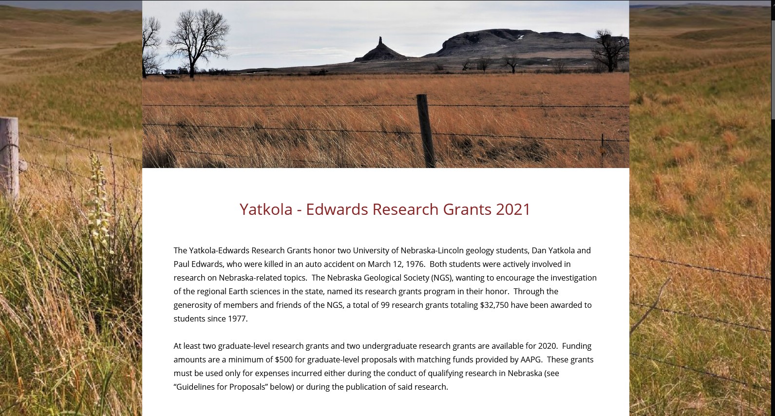 Nebraska Geological Society 2021 Yatkola-Edwards Student Research Grants