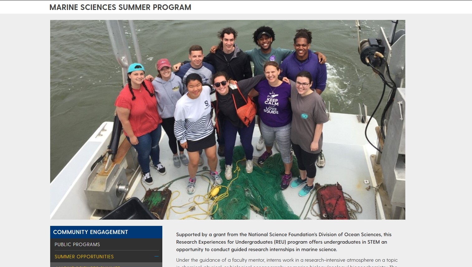 University of Delaware 2021 REU Program in Marine Science