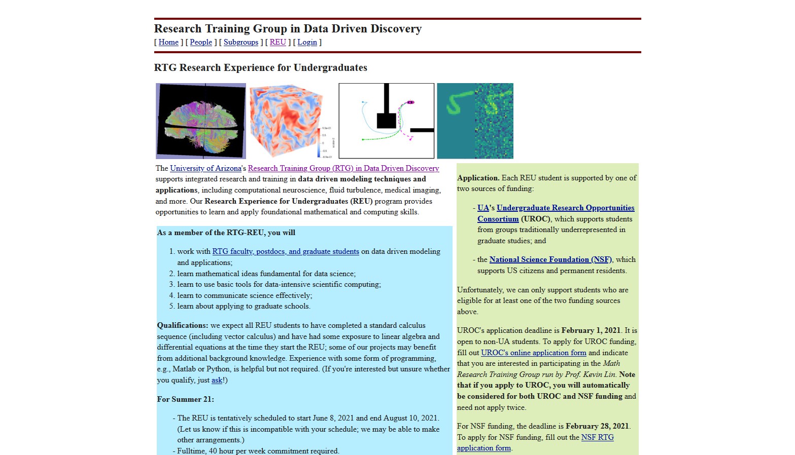 University of Arizona's Data Driven Discovery Summer REU