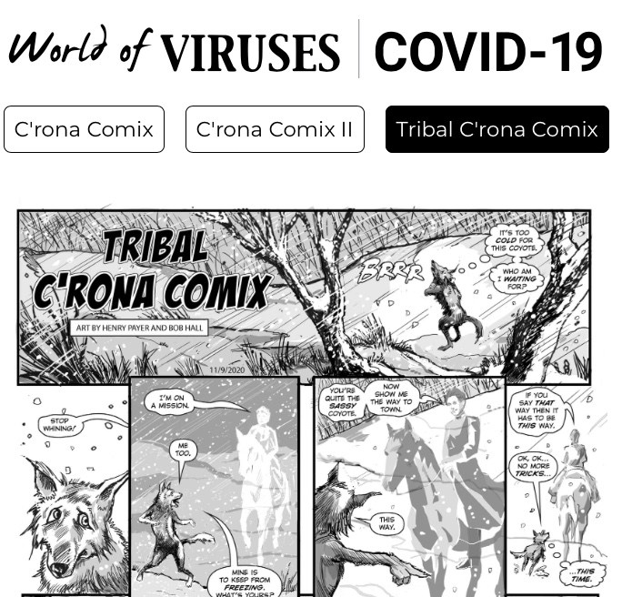 Bob Hall created the World of Viruses weekly comic book page for kids on the coronavirus with Professor Judy Diamond.