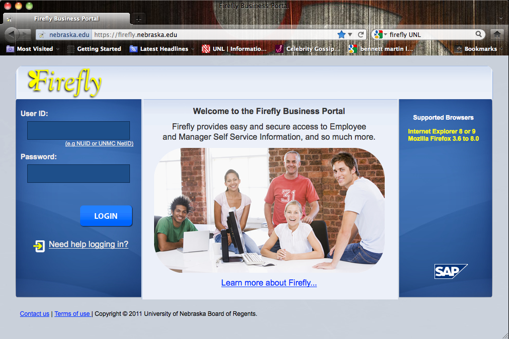 The Firefly business portal is available at http://firefly.nebraska.edu.