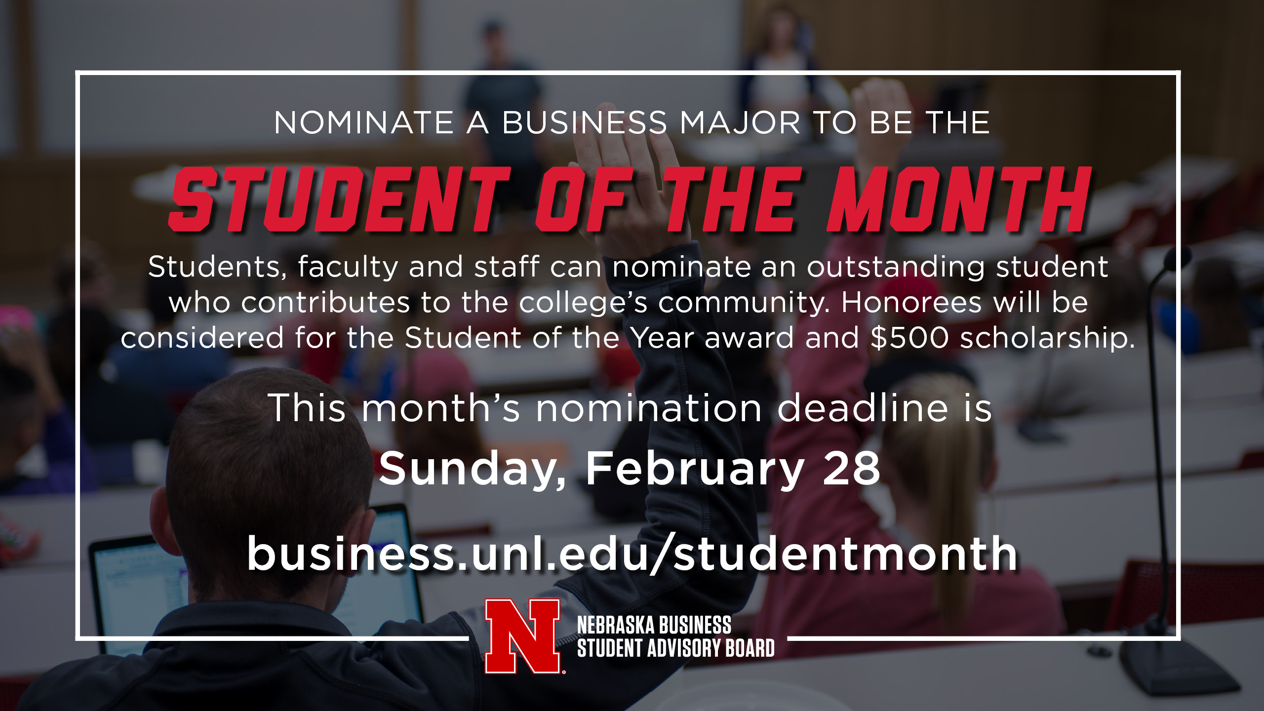 Nominate a Business Major to be the Student of the Month