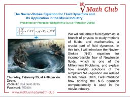 Math Club: The Navier-Stokes Equation for Fluid Dynamics and Its Application in the Movie Industry