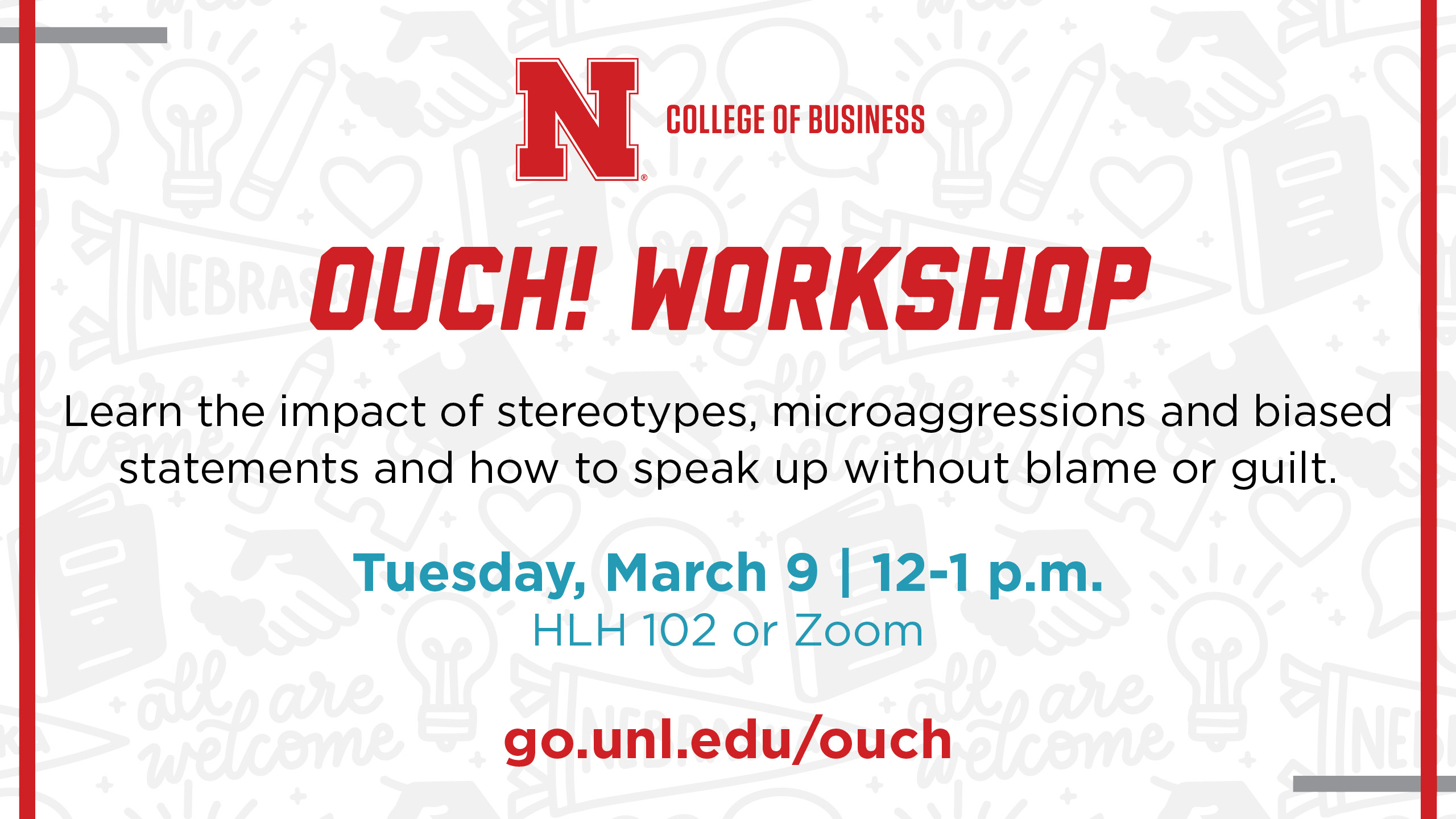 "OUCH!" Workshop on Tuesday, March 9, 12-1 p.m. 