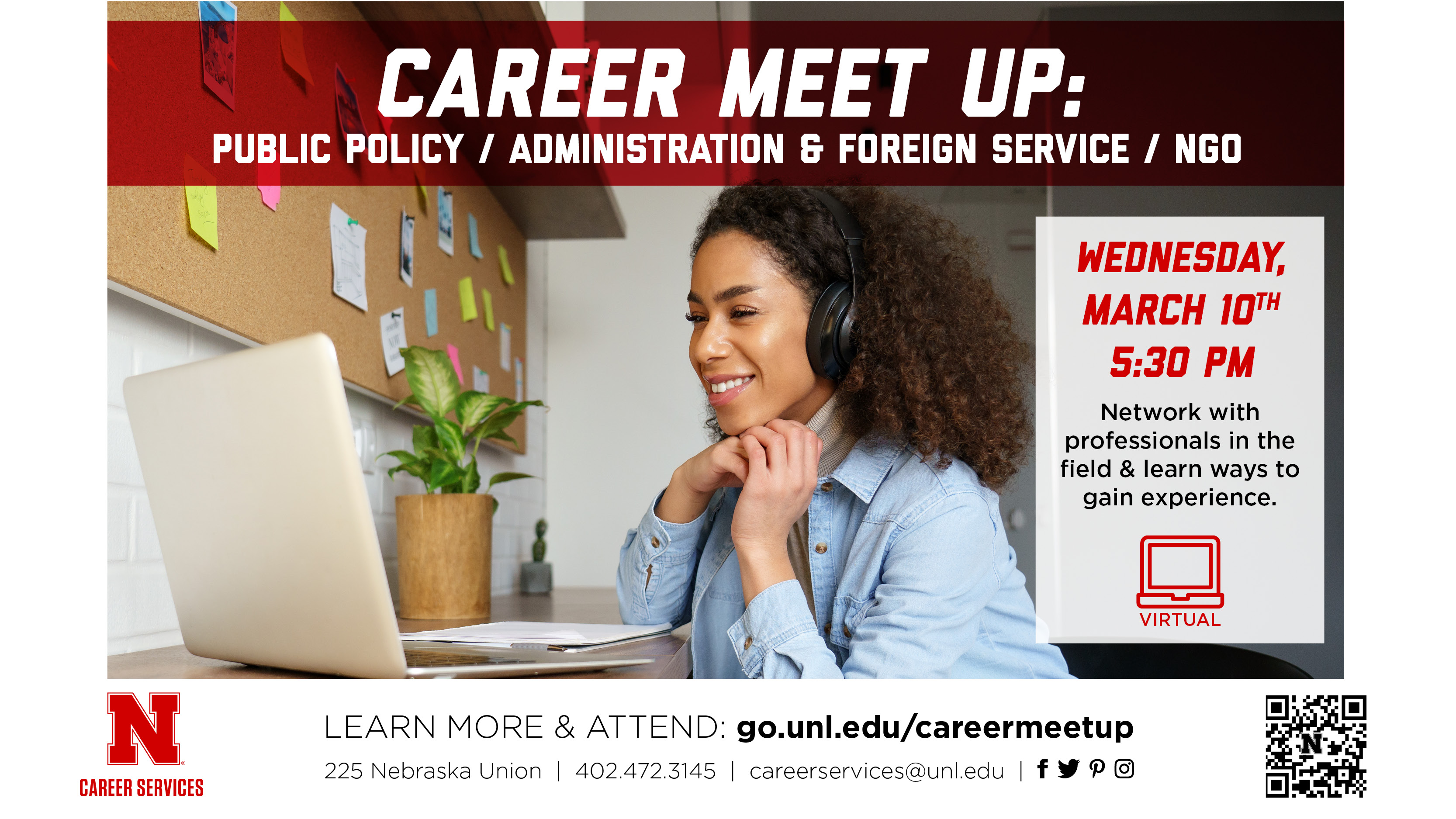 Career Meet Up is March 10th at 5:30PM