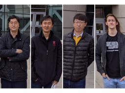 Civil and environmental engineering researchers (from left) Jongwan Eun, Seunghee Kim, Yuan Feng and Patrick Benda.