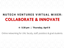 NUtech Ventures is hosting an online mixer on Thursday, April 8 for all disciplines.