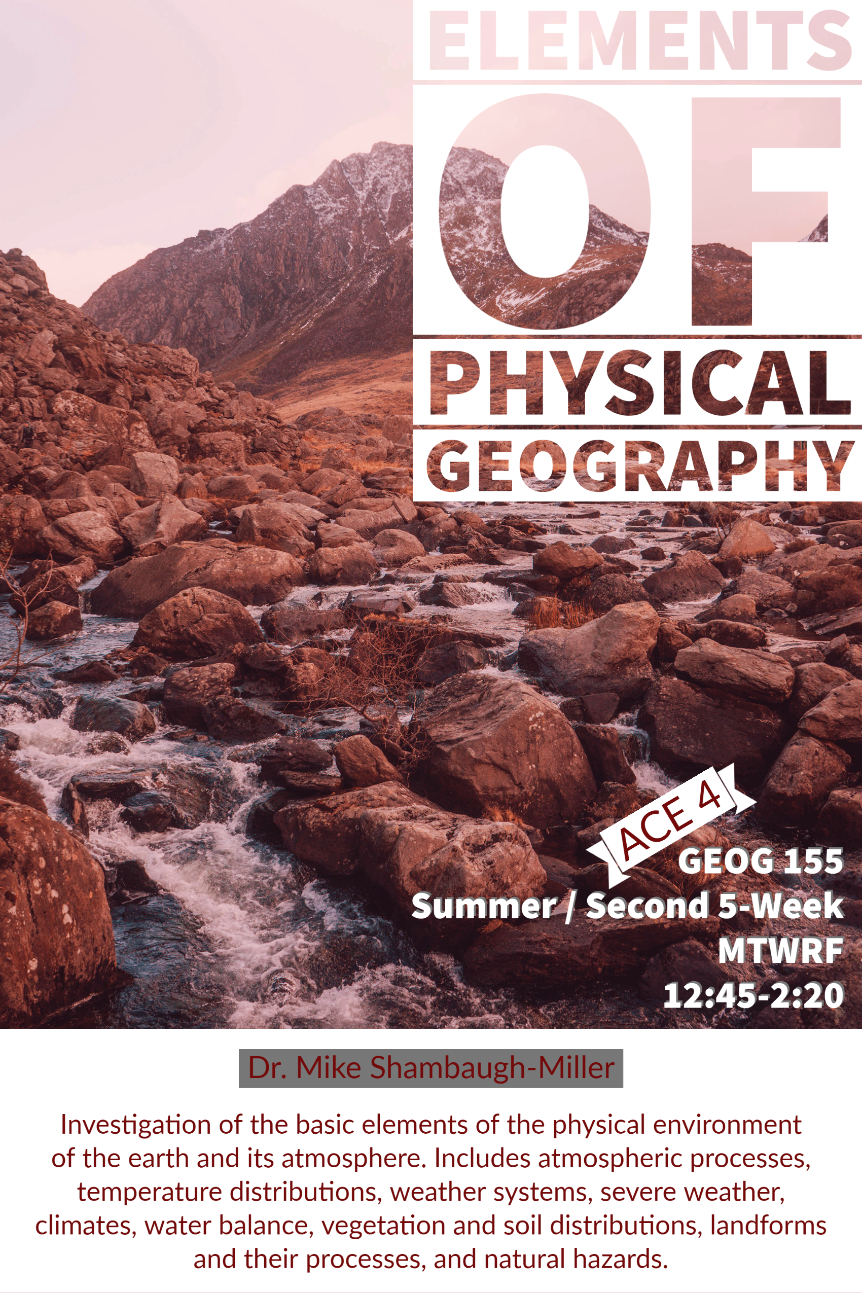 Summer Course - GEOG 155: Elements of Physical Geography