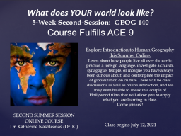 Summer Course - GEOG 140: Introduction to Human Geography