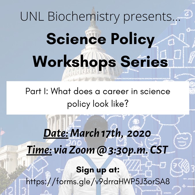 Department of Biochemistry invites students, faculty to meet science policy professionals