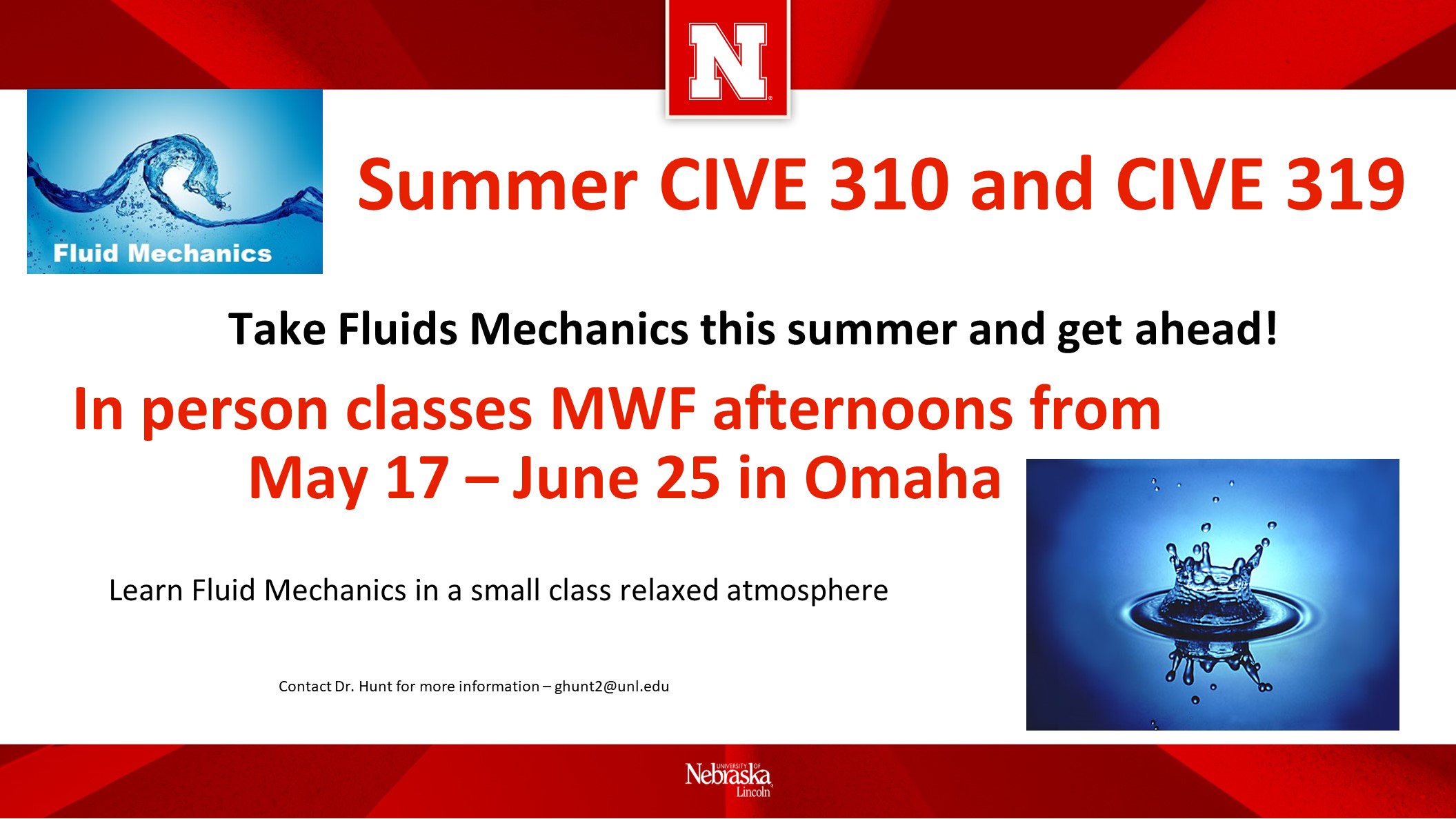 Summer Class Fluid Mechanics (CIVE 310 and CIVE 319) Announce