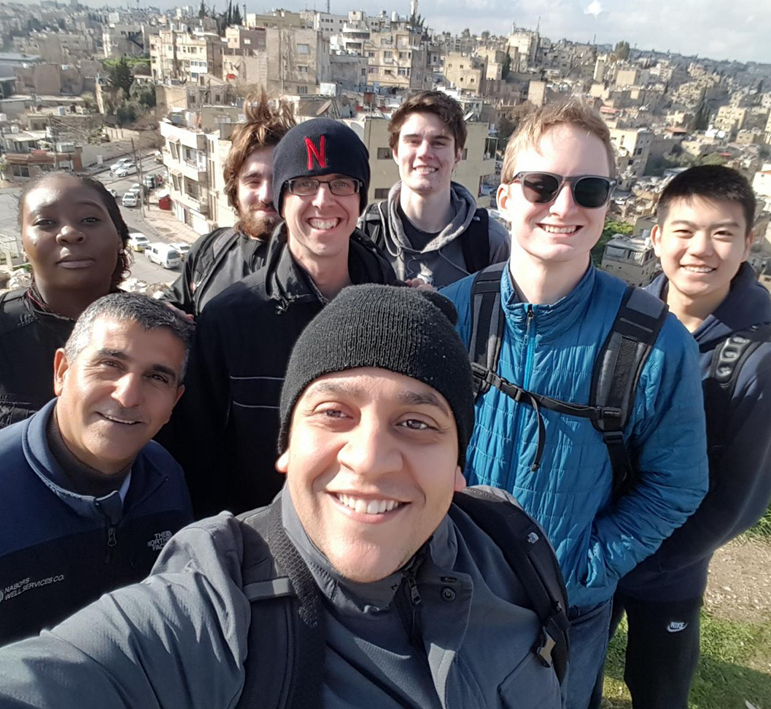Lecturer Ryan Patrick and CSE students studying abroad in Amman, Jordan