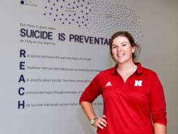 Kate Smith, senior graphic design major from Detroit Lakes, Minnesota, used her artistic talents and background working in mental health to create a display highlighting the importance of suicide prevention and spread the message that even one conversatio