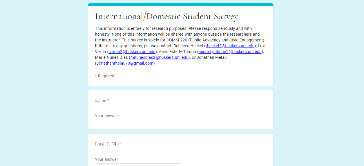 International/Domestic Student Survey