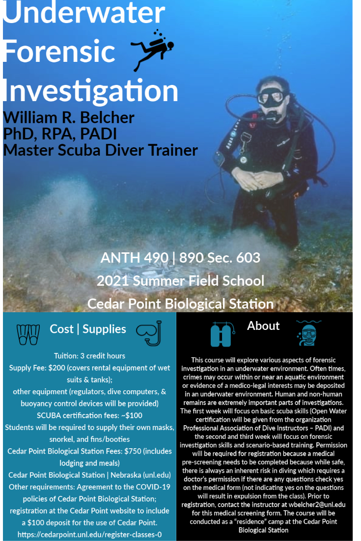 Summer Experience: UNL Underwater Forensic Investigation Field School