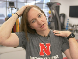 Physical Therapist Kelsey Gaston shows how to relieve neck pain and soreness.