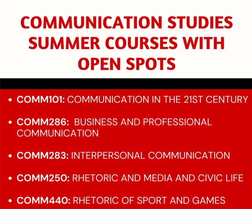 Summer Communication Studies Courses Announce University of