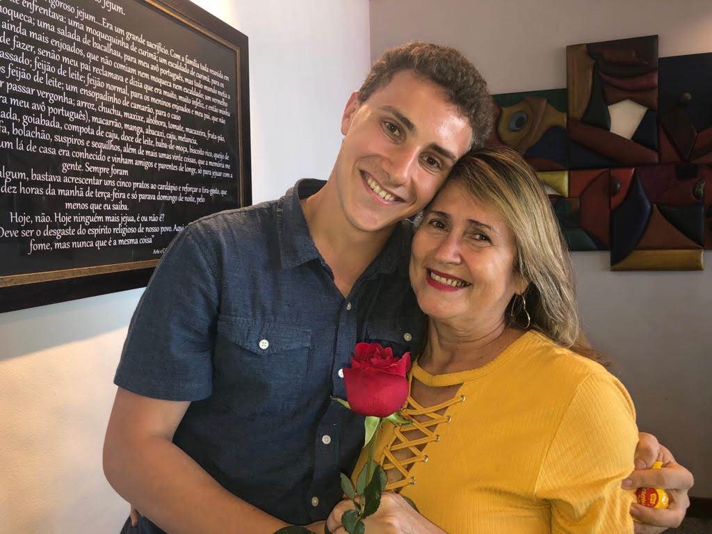 Rylan with his host mom in Bahia, Brazil