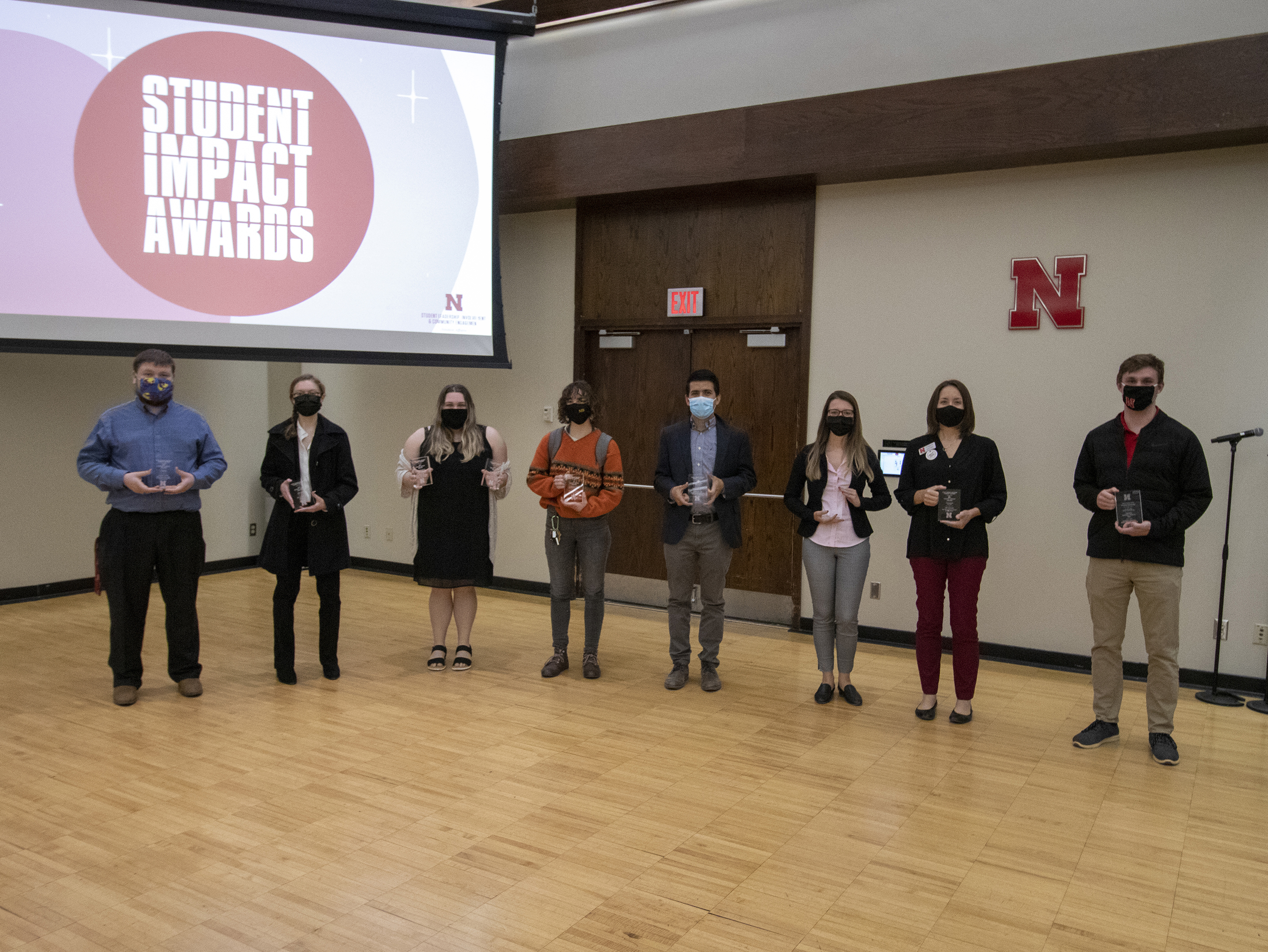 Winners received their Student Impact Awards at a reception on April 15.  [photo: Mike Jackon | Student Affairs]