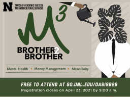 OASIS's Brother2Brother is excited to invite students for open dialogues with special guest speakers on Friday, April 23, 2021 from noon to 3 p.m. 