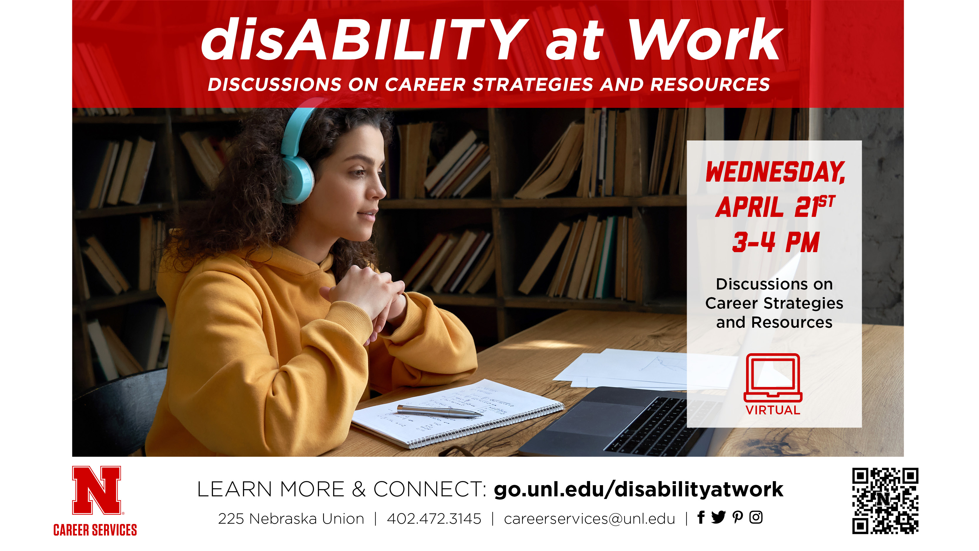 All are welcome to learn about strategies and resources that students with disabilities can use to be successful in their careers.