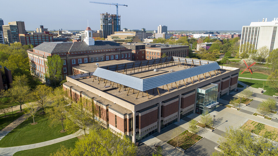 A summer project will close Love Library North, Adele Hall Learning Commons and the Love Library Link starting May 7. The project will remove deteriorating decorative structures — massive precast concrete panels and metal screens — that adorn the roofline